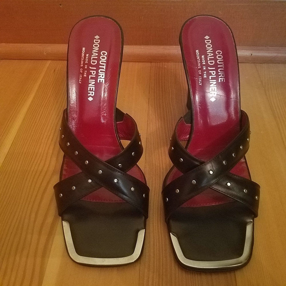 Donald J Pliner Couture leather strap stud heels